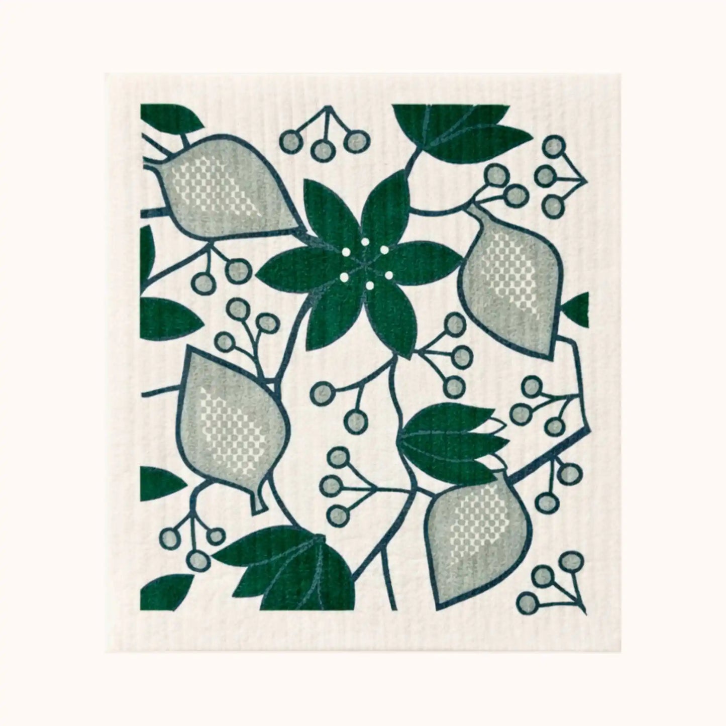 Zweedse vaatdoek groen bloemenpatroon - absorberend composteerbaar keukendoekje